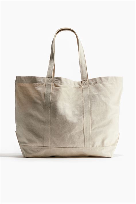Cotton canvas beach bag - Beige - Men | H&M IN
