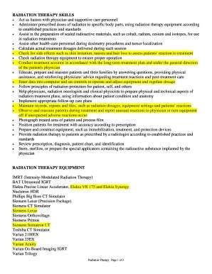 Fillable Online RADIATION THERAPY SKILLS Fax Email Print - pdfFiller