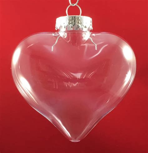 Pack of 100 - 100mm Clear Plastic Heart Shaped Christmas Ornaments AND ...