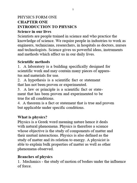 Image result for Physics Form 1 Notes Topic