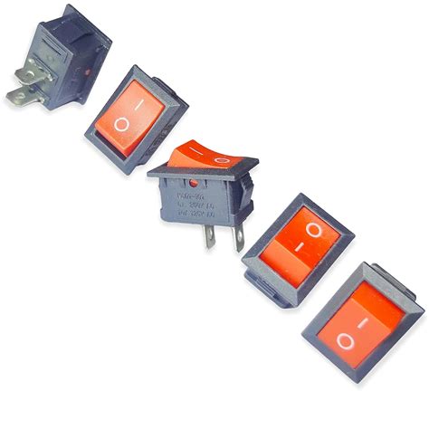 UNIVERSAL HUB 5 PCS OF 2 Pin RED SPST On/Off Switch for Electronic ...