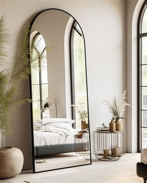 Floor Mirror, Arched Full Length Mirror with Stand, Standing Mirror, 64 ...