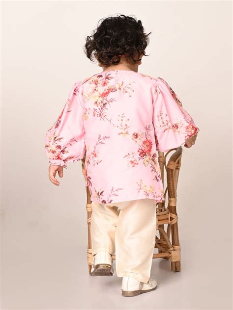 VASTRAMAY SISHU Girls Pink Floral Print Kurta Pyjama Set – vastramay