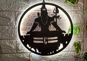 SG PRINT MDF Mahadev Bholenath Backlit Wall Art With LED Light For ...