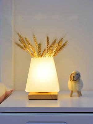 Buy UMAI Dimmable Table Lamp with Wooden Base and Glass Lampshade Online