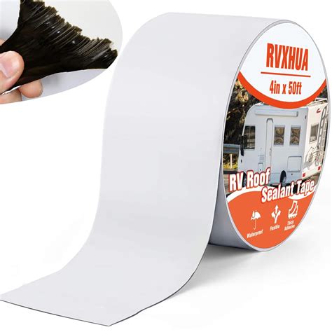 RVXHUA RV Roof Sealant Camper Roofing Tape | 4 Inch X 50 Foot, UV ...