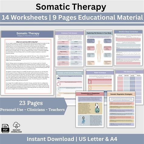 Somatic therapy worksheets felt senses somatic exercises for sensory ...