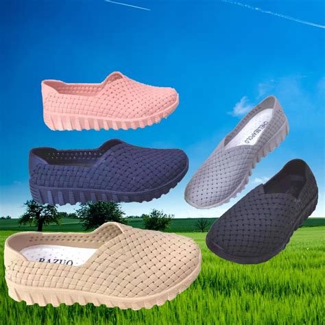 Women Slip-Ons Flat Jelly Shoes Rubber Soft Working Kasut Getah ...