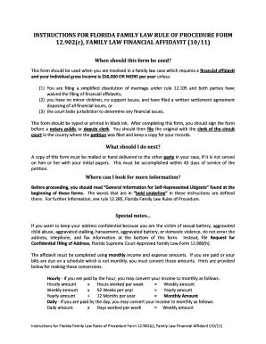 Fillable Online Florida Family Law Rules of Procedure Form 12.902(c ...