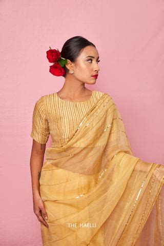 Maya Gold Organza Silk Saree – The Haelli
