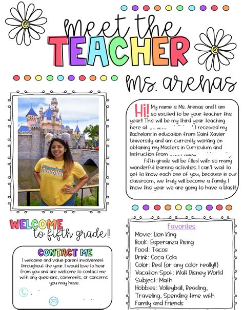 Meet The Student Teacher Template | Printable AT A GLANCE