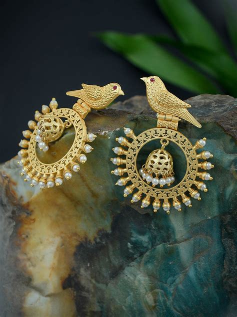 Buy Traditional Gold Tone Pearl Drop Jhumki Earrings for Women Online ...
