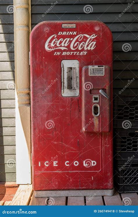 Antique Refrigerated Coca Cola Dispensing Machine Editorial Stock Photo ...