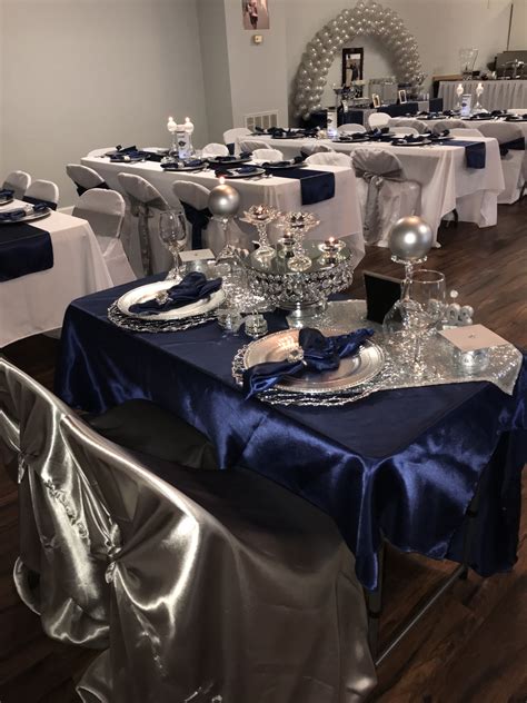 Navy Blue And Silver Graduation Decor