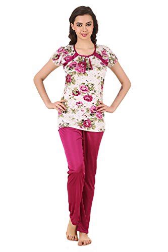 Buy Masha Women's Satin-Night Suit Maroon at Amazon.in