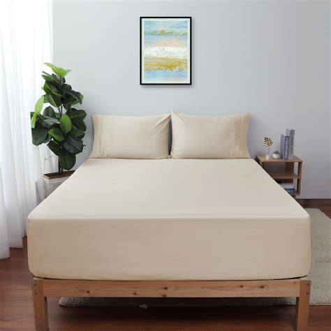 Amazon.com: Queen Size Fitted Sheet Only Beige, 100% Egyptian Cotton ...