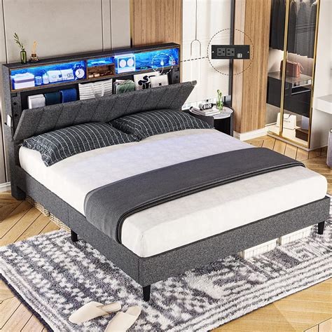 Buy ADORNEVE Queen Size LED Bed Frame with Outlet and USB Ports ...