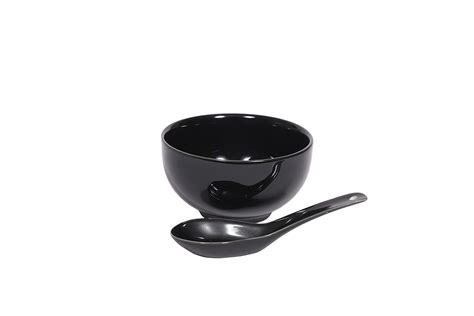 Buy Hitkari Potteries Black SEA Soup Bowl 6PC. & Soup Spoon 6 PC (Black ...