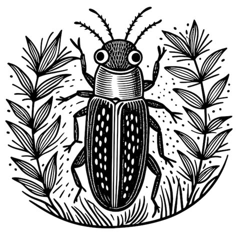 A black and white drawing of a beetle with the words bug on it ...