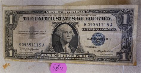Lot - Series 1957 B US $1 Silver Certificate Bill