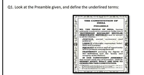 Look at the Preamble given, and define the underlined terms: - Brainly.in