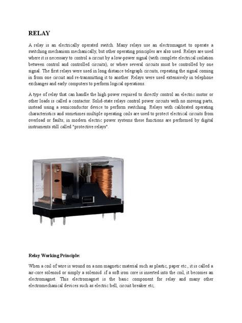 Relay Working Principle | PDF | Relay | Switch