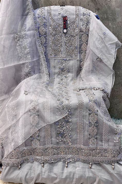 Grey Heavy Organza Pakistani Salwar Kameez With Designer Stone Work ...