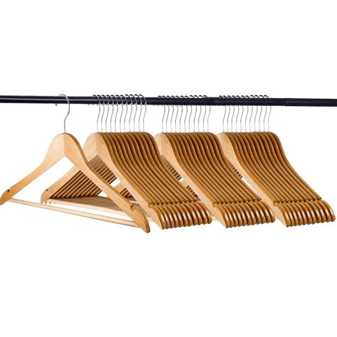 Home-it (30 Pack Natural Wood Hangers - Solid Wood Clothes Hangers ...