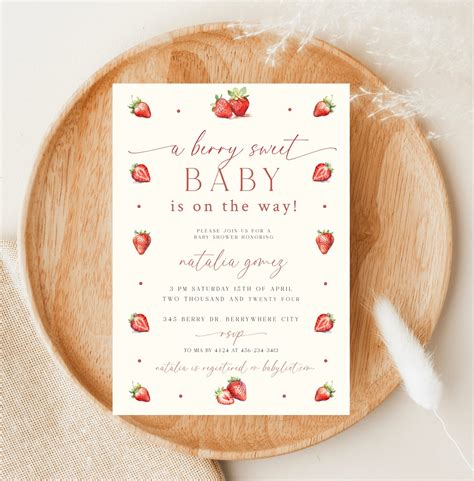 Editable Berry Sweet Baby Shower Invitation Set Berry Sweet Baby on the ...