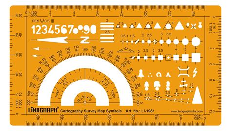 Buy Linograph Cartography Survey Map Symbols Drawing Drafting Template ...