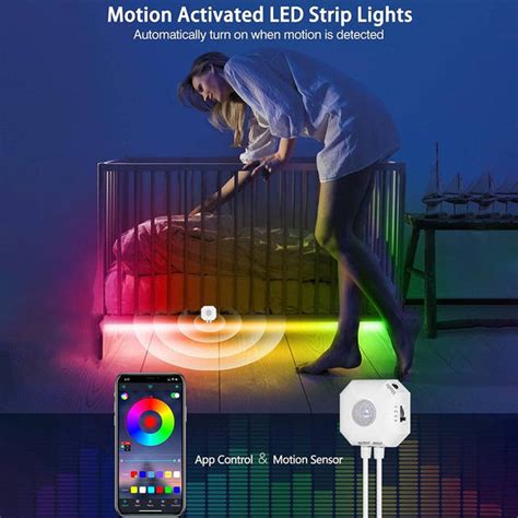 TECPHILE Motion Sensor 5m RGB LED Strip Light with App Control ...