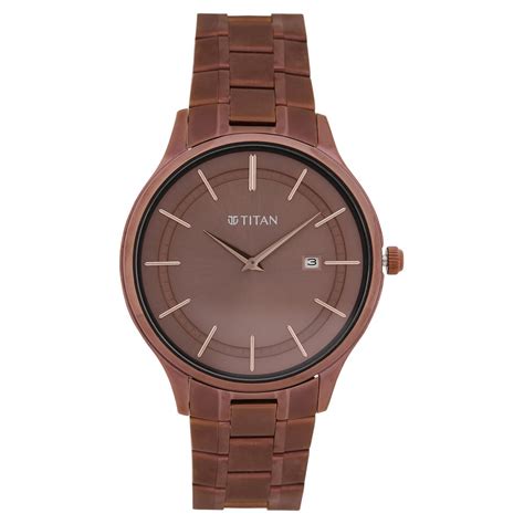 Buy Online Titan Classique Slimline Brown Dial Analog with Day and Date ...
