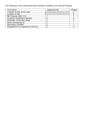 Fillable Online Form Name Invitation for Bid- Cover Letter Invitation ...