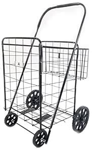 ATH Large Deluxe Rolling Utility/Shopping Cart with Basket - Stowable ...