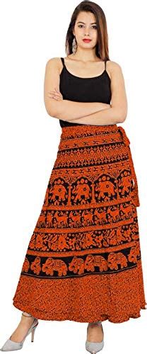 Buy Modern Kart Women's 100% Pure Cotton Wrap Around Skirt Orange at ...