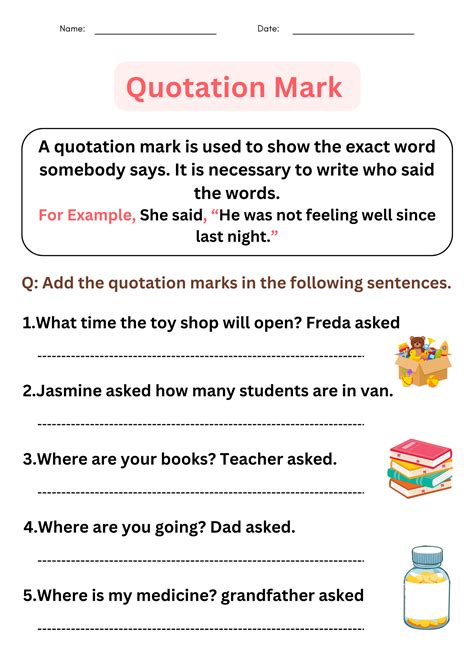 grammer quotation marks worksheets with answers for grade 1, 2, 3 ...