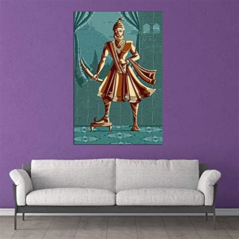 Inephos Framed Canvas Painting - Shivaji Maharaj - History Art Abstract ...