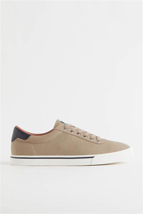 Men’s Beige Cotton canvas trainers | H&M IN