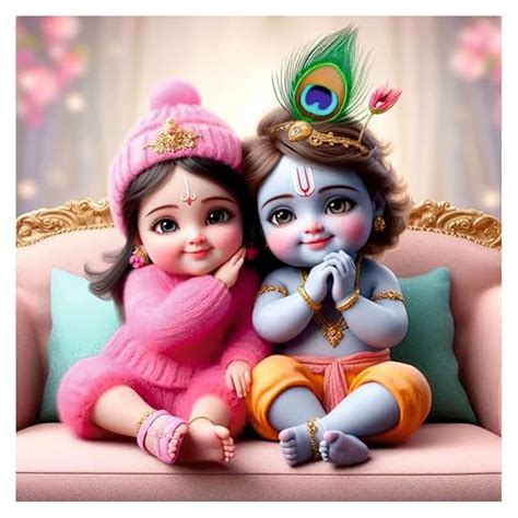 Decals Creation Cute Smiley Krishna And Radha God Wall Poster For ...