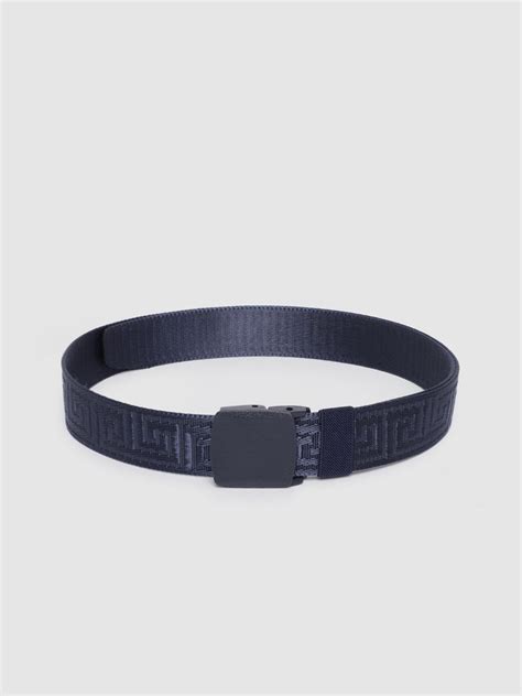 HIGHLANDER Men Navy Blue Woven Design Belt - Price History