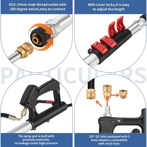 24 FT Pressure Washer Telescoping Wand - High Pressure Washer Wand Included Power Washer ...