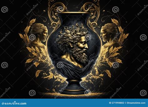Aether Greek Mythology God Black Gold Vase by Generative Ai Stock ...