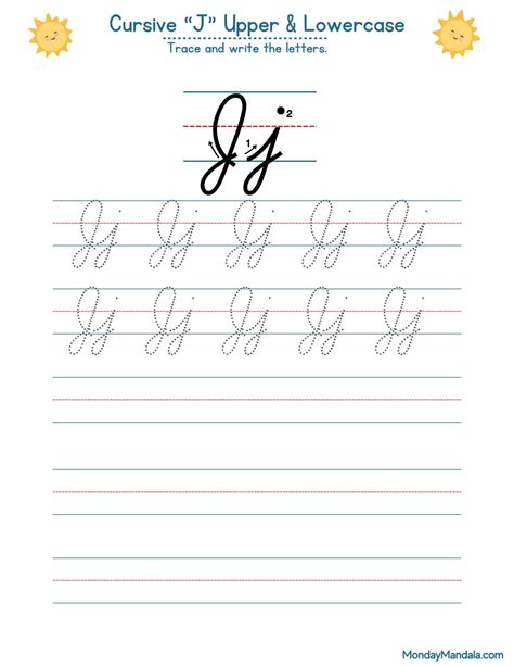 10 Cursive J Worksheets (Free Letter Writing Printables)