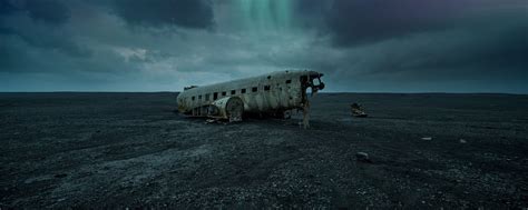 Download wallpaper 2560x1024 plane, ruins, field, evening ultrawide ...