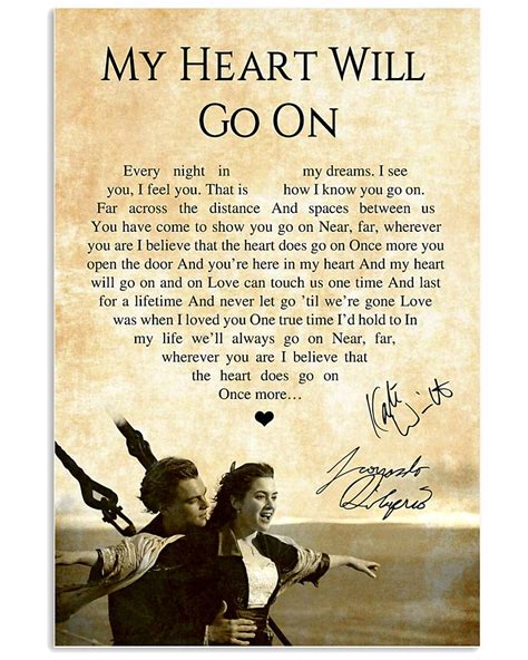 My Heart Will Go On - Céline Dion Lyrics poster - Tagotee