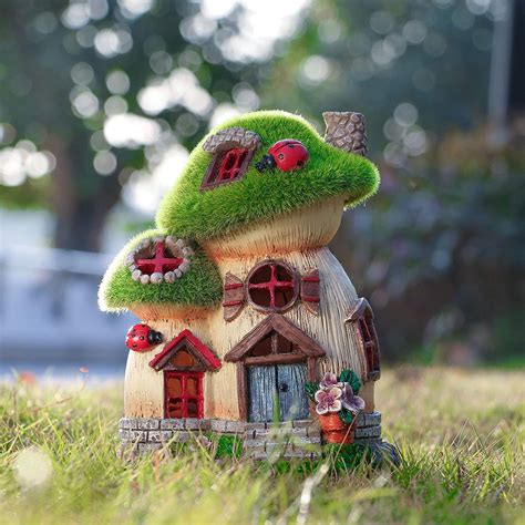 Buy TERESA'S COLLECTIONS 7.7''H Flocked Mushroom Solar Fairy Garden ...