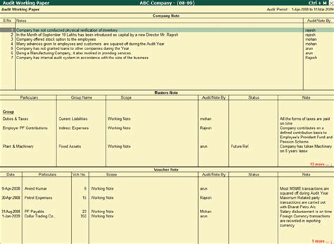 Image result for Auditing Working Paper Example