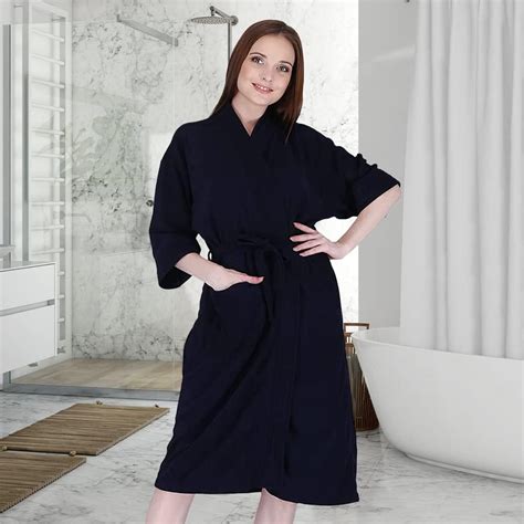 Buy Kuber Industries Women Bathrobe, Micro Terry, Navy Blue, Free Size ...