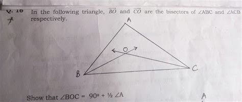 in the following triangle, BO and CO are the bisector of angle ABC and ...