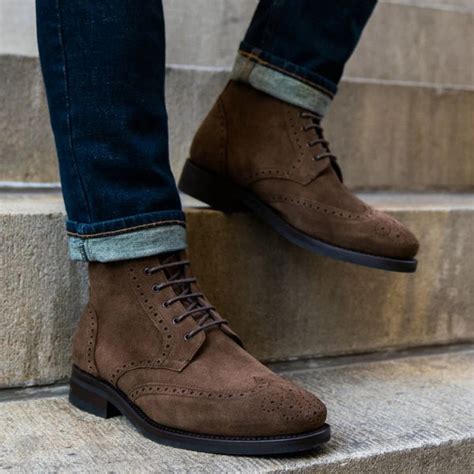 SUEDE BOOTS WITH BROGUE DETAIL-BROWN – The Alternate